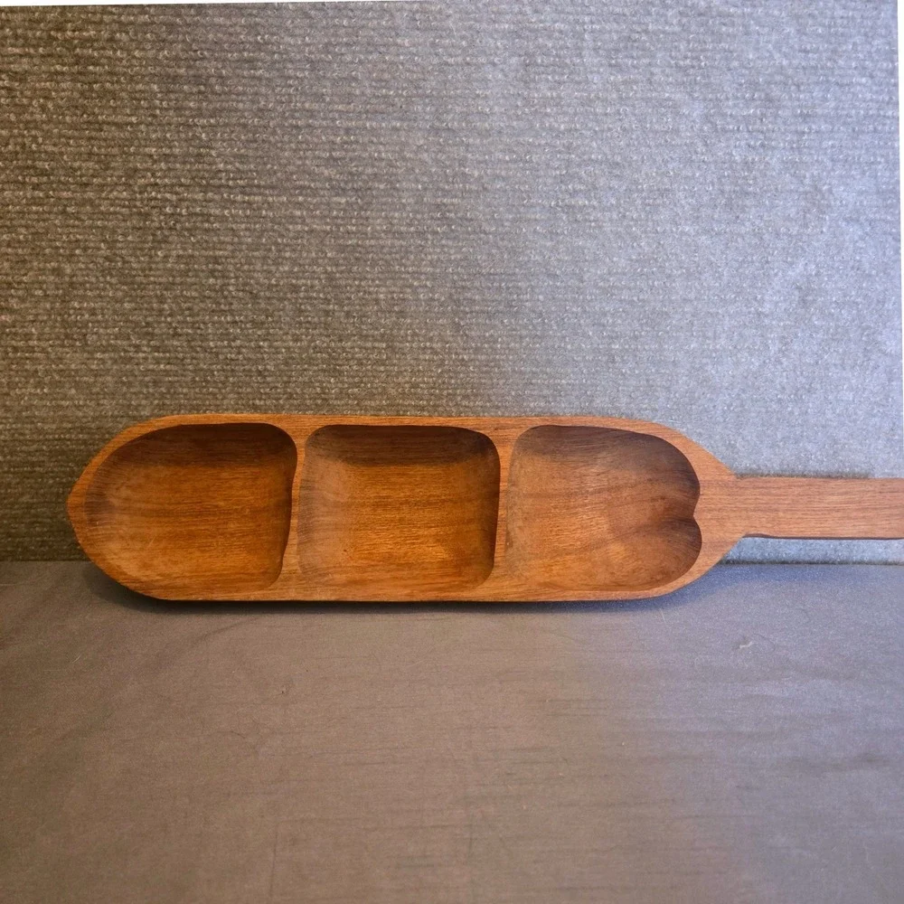 Imperial International Genuine Teak Wood 3-Section Serving Tray‎ Thailand MCM
